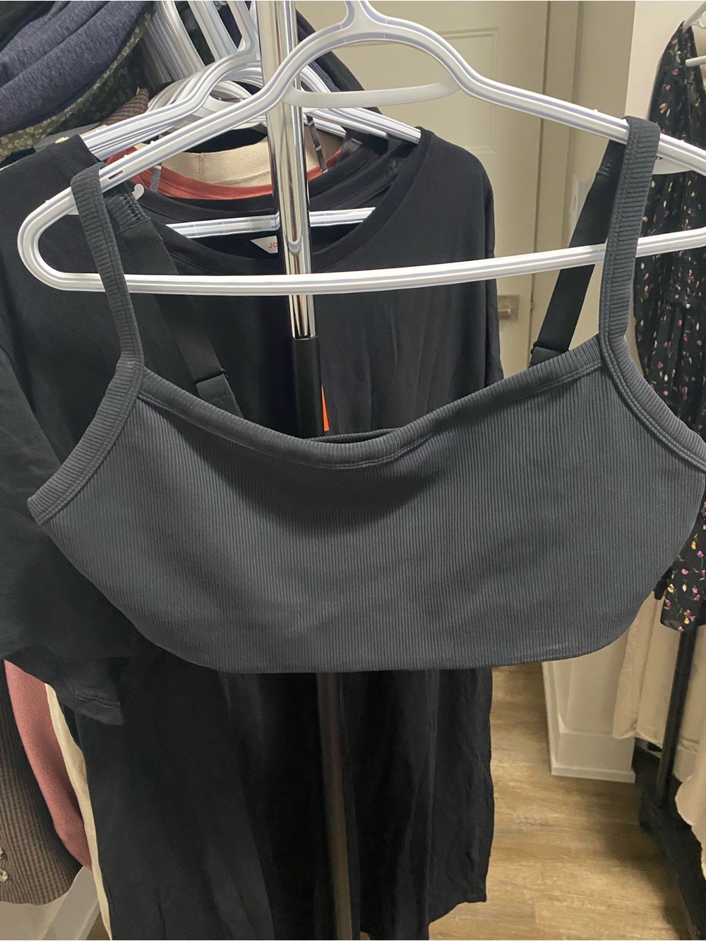 aerie Ribbed Black Scoop Bralette